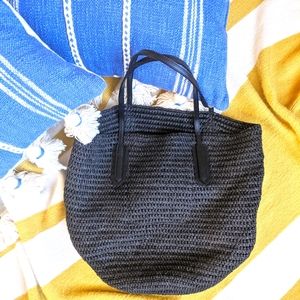 NWT - Black J Crew woven summer tote bag